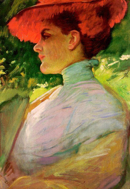 Frank Duveneck Lady With a Red Hat china oil painting image